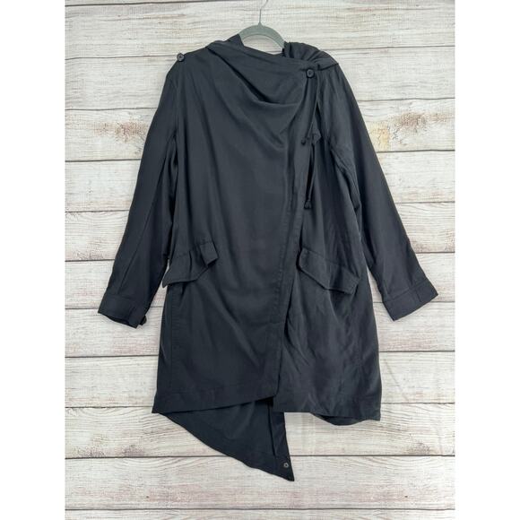 Silence + Noise Convertible Long Jacket Womens Small Black Asymmetrical - Picture 2 of 15